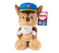 Paw Patrol - Gund - Pat Patrouille - Chase Taille 25 cm - Peluche Chien avec Ours - Lavable en Surface - Pat Patrouille Jouet Premier Age - Peluche Bébé - Jouet Bébé 1 an Et +