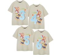 Paw Patrol - "I Am" T-shirt pour garçon - Anniversaire manches courtes NS8745 (128) (Beige)