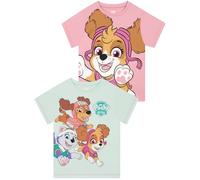 Paw Patrol Lot De 2 T-Shirt Fille, T Shirts D'Été pour Fille, Pack De 2 T-Shirts, Vêtements Enfant en Coton, Rose 5-6 Ans