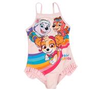 Paw Patrol Maillot de bain une pièce avec volants pour fille - Skye, Everest & Zuma - Rose