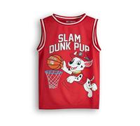 Paw Patrol Maillot de Basketball Garçons Marshall | Haut de Sport Slam Dunk Pup pour Enfants en Rouge | Graphique de Chien Pompier Dalmatien | Vêtements de Sport pour Enfants Merchandising