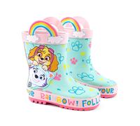 Paw Patrol Wellies Girls Kids Toddlers | Les chiots de sauvetage Everest Skye suivent vos bottes Rainbow Wellington | Chaussures de marche résistantes à l’eau Blue Pink