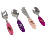 PAW PATROL p:os 33792 - ensemble de couverts pour filles, ensemble de couverts pour enfants 4 pièces en acier inoxydable avec poignées en plastique, couteau, fourchette, cuillère à soupe