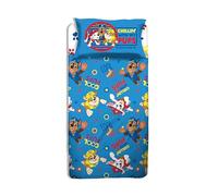 Paw Patrol Parure de lit 1 Place, Drap Plat, Drap Plat, taie d'oreiller, Bleu, 100% Coton, Produit Officiel