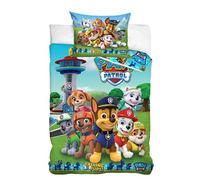 Paw Patrol Parure de lit 100 x 135 cm, 40 x 60 cm, en Coton, 2 pièces, 1 taie d'oreiller 40 x 60 cm, 1 Housse de Couette 100 x 135 cm - Pat Patrouille