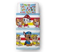 Paw Patrol Parure de lit Simple Officielle pour Enfant avec Housse de Couette réversible et taie d'oreiller Assortie Motif marionnettes