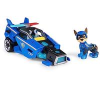 Paw Patrol - Pat Patrouille - Véhicule + Figurine Chase du Film - Voiture Figurine À Collectionner - Sons Lumières - Pat Patrouille Jouet - Voiture pour Enfant 3 Ans et +