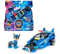 Paw Patrol - Pat Patrouille - Véhicule + Figurine Chase du Film - Voiture Figurine À Collectionner - Sons Lumières - Pat Patrouille Jouet - Voiture pour Enfant 3 Ans et +