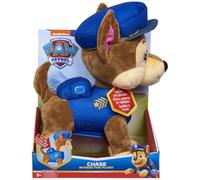 PAW Patrol , Peluche interactive parlante Chase de 30,5 cm avec effets sonores, répliques bilingues et queue remuante, pour les enfants à partir de 3 ans