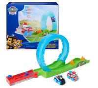 PAW Patrol Pup Squad Rescue Loop Track Kit de jeu avec 2 voitures jouets | Ensemble de jeu de piste à boucle verticale, baie de lancement arrière, véhicules Chase & Marshall Pup Squad