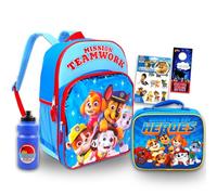 Paw Patrol Sac à dos avec boîte à déjeuner - Ensemble sac d'école de 40,6 cm, sac à déjeuner, autocollants, bouteille d'eau, plus | Sac à dos d'école Paw Patrol pour garçons, filles, enfants