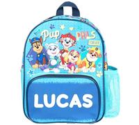 PAW PATROL Sac à dos personnalisé pour fille - Poche en maille pour bouteille d'eau et poches zippées à l'avant - Personnalisable avec n'importe quel nom, bleu, S