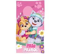 PAW PATROL - Serviette de bain enfant Skye & Everest 70 x 140 cm - Rose multicolore, lavable