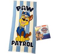 Paw Patrol Serviette pour enfant Chase 70 x 140 cm | 100 % polyester douce et légère | Séchage rapide | Design officiel | Idéal pour plage, piscine et bain enfants et fans de Pat' Patrouille