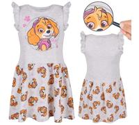 Paw Patrol SKYE Robe grise avec manches courtes, robe pour filles, coton 128 cm 128 cm