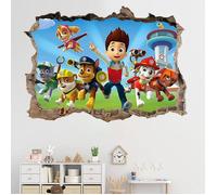 Paw Patrol Sticker Mural 3D Chambre,Pat Patrouille Autocollants Muraux,Pat Patrouille Chambre Enfant,Décoration Chambre Enfant