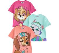 Paw Patrol - T-shirt pour fille(pack de 3) manches courtes NS8633 (122) (Coloré)