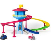 Paw Patrol Tour de sauvetage Quartier général avec 2 pistes pour véhicules, 2 personnages, véhicule de Chase et de Marshall, hauteur 35 cm - âge 2 ans - Multicolore