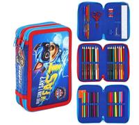 Paw Patrol Trousse remplie de 45 pièces pour enfants - Comprend des crayons de couleur, des feutres, une règle, des ciseaux et plus encore - Motif Chase « I'm Fast » - Fournitures scolaires et