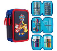 Paw Patrol Trousse Scolaire 2 Compartiments ou Trousse 3 Compartiments avec Fournitures Scolaires, Crayon de Couleur, Kit Papeterie, Cadeau Enfant (Multi Triple Zip)