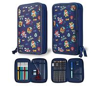 Paw Patrol Trousse Scolaire 2 Compartiments ou Trousse 3 Compartiments avec Fournitures Scolaires, Crayon de Couleur, Kit Papeterie, Cadeau Enfant (Navy Double Zip)
