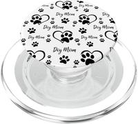 Paw Print Dog Paw Cute Dog Love Heart White Black PopSockets PopGrip pour MagSafe