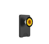 Paw Print Dog Paw Cute Dog Love Yellow Sunflower on Black PopSockets PopWallet pour MagSafe
