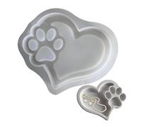 Paw Print Silicone Mold - Candle Mold Clay Molds Keychain Charm | Heart Paw Print Epoxy Resin Molds | Silicone Pendant Mould For Jewelry Making, Soap Candle Plaster Clay Casting