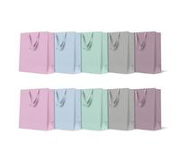 PAW - Sacs cadeaux 20 x 25 x 10 cm - Lot de 10 Sacs Cadeaux avec Anse en Tissu | Mélange de 5 couleurs Unies | Sacs élégants pour Anniversaires, Mariages, Fêtes Prénatales, Fêtes et Cadeaux