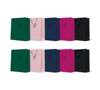 PAW - Sacs cadeaux 20 x 25 x 10 cm - Lot de 10 sacs cadeaux avec anse en tissu | Mélange de 5 couleurs unies | Sacs élégants pour anniversaires, mariages, fêtes prénatales, fêtes et cadeaux