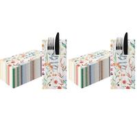 PAW - Serviette de Table Papier - Airlaid (1/8 pocket) I 25 Pièces I Idéal pour Mariage, Baptême, Communion, Anniversaire I Serviettes en Tissu de Décoration de Table I Fleurs Aquarelles (Lot de 2)