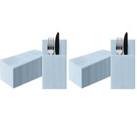 PAW - Serviette de Table Papier - Airlaid (1/8 pocket) I 25 Pièces I Idéal pour Mariage, Baptême, Communion, Anniversaire I Serviettes en Tissu de Décoration de Table I Monolcolor Bleu Clair