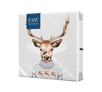 PAW Serviette Papier 3 Plis | 33 x 33 cm - 20 pièces | Serviette de Table Papier Idéal pour les Journées Portes Ouvertes, les Garden Parties, les Événements Familiaux (King Of Forest)