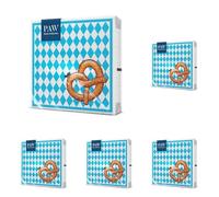 PAW - Serviette Papier 3 Plis (33 x 33 cm) I Lot de 100 I C'Est Le Moment de Faire la Fête ! Serviettes de Table, Oktoberfest, Réunion Entre Amis, Barbecue, Fête de la Bière (Bavarian Pretzel)