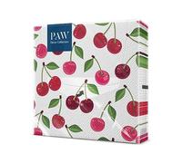 PAW - Serviette Papier 3 Plis (33 x 33 cm) I Lot de 20 I Fruits, Cerises Décoration de Table Idéale Fête D'Anniversaire, Fête de Jardin et de Famille, Pique-Nique (Cherries Pattern)