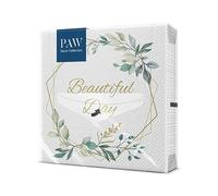 PAW - Serviette Papier 3 Plis (33 x 33 cm) I Lot de 20 I L'Élégance Sous Forme D'Ornements Intemporels Parfaites Pour les Mariages, Baptêmes, Communions, Anniversaires (Leaves Frame)