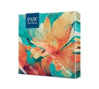 PAW - Serviette Papier 3 Plis (33 x 33 cm) I Lot de 20 I Parfait pour les Anniversaires, les Partys, les Mariages, la Kommunion et les Célébrations I Décoration de Table - Fleur Abstraite Zen