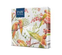 PAW - Serviette Papier 3 Plis (33 x 33 cm) I Lot de 20 I Parfait pour les Anniversaires, les Partys, les Mariages, la Kommunion et les Célébrations I Décoration de Table - Oiseaux Exotiques