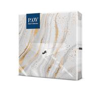 PAW - Serviette Papier 3 Plis (33 x 33 cm) I Lot de 20 I Parfait pour les Anniversaires, les Partys, les Mariages, la Kommunion et les Célébrations I Décoration de Table - Marbre Doré