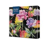 PAW - Serviette Papier 3 Plis (33 x 33 cm) I Lot de 20 I Parfait pour les Anniversaires, les Partys, les Mariages, la Kommunion et les Célébrations I Décoration de Table - Nora Fleur Noir