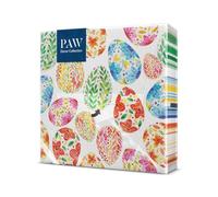PAW - Serviette Papier 3 Plis (33 x 33 cm) I Lot de 20 I Parfait pour Pâques, les Fêtes, le Printemps et les Célébrations I Serviette de Table Fête de Pâques, Coloré - Oeufs à l'aquarelle
