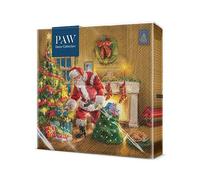 PAW - Serviette Papier - 3 Plis (33 x 33 cm) I Lot de 20 I Serviette de Table Papier avec un Motif de Noël, d'hiver et de Père Noël I Décoration de Table Idéale pour Noël (Santa is Here)