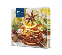 PAW - Serviette Papier - 3 Plis (33 x 33 cm) I Lot de 20 I Serviette de Table Papier avec un Motif de Noël, Oranges et Cannelle I Décoration de Table Idéale pour Noël (Christmas Fruit)