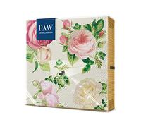 PAW - Serviette Papier 3 Plis (33 x 33 cm) I Lot de 20 I Serviette de Table Papier Idéal pour les Anniversaires, les Fêtes Patronales, les Garden Parties, les Événements Familiaux (Rosalia)