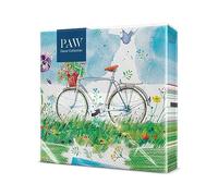 PAW - Serviette Papier 3 Plis (33 x 33 cm) I Lot de 20 I Serviette de Table Papier Idéal pour les Journées Portes Ouvertes, les Garden Parties, les Événements Familiaux (Watercolor Bicycle)