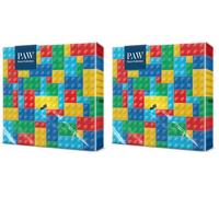 PAW - Serviette Papier 3 Plis (33 x 33 cm) I Lot de 40 I Serviettes de Table Idéales pour les Fêtes D'Enfants - Anniversaires, Réunions Entre Amis (Colorful Bricks)
