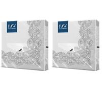PAW - Serviette Papier 3 Plis (33 x 33 cm) I Lot de 40 I Une décoration de table luxueuse- Argent I La décoration de table parfaite pour les grandes occasions (Royal Lace)