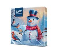 PAW - Serviette Papier (33 x 33 cm) I Lot de 20 I Papier 3 Plis I Serviette de Table Jetable - Noël, Hiver, Bonhomme de Neige I Motif: Distinctive Snowman