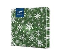 PAW - Serviette Papier (33 x 33 cm) I Lot de 20 I Serviette de Table Papier 3 Plis I Serviette de Table Jetable - Noël, Hiver, Flocons de neige, Verdure I Motif: Christmas Snowflakes