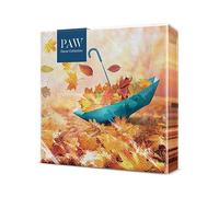 PAW - Serviette Papier (33 x 33 cm) | Lot de 20 |Papier 3 Plis I Serviette de Table Jetable - Automne, Feuilles, Paysage | Motif: Umbrella Leaves